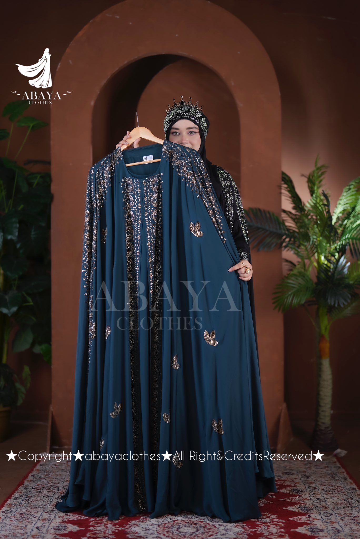 Rajkumari Abaya Deep Sea Green - Image 5