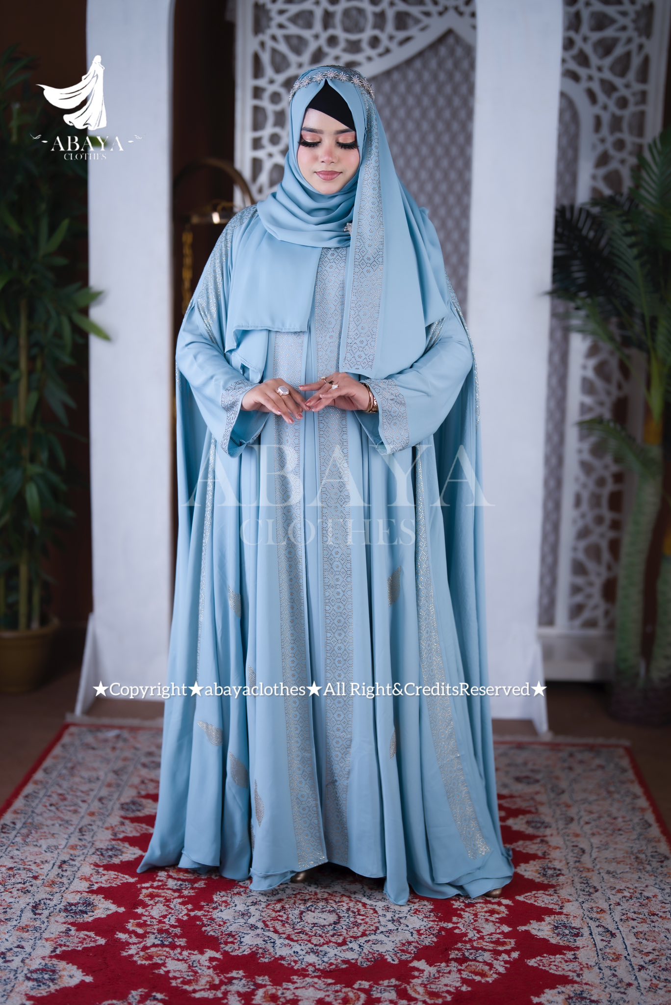 Moyuri Abaya Ston Vlue Colour - Image 5