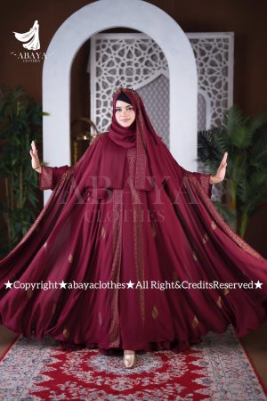 Moyuri Abaya Maroon Colour