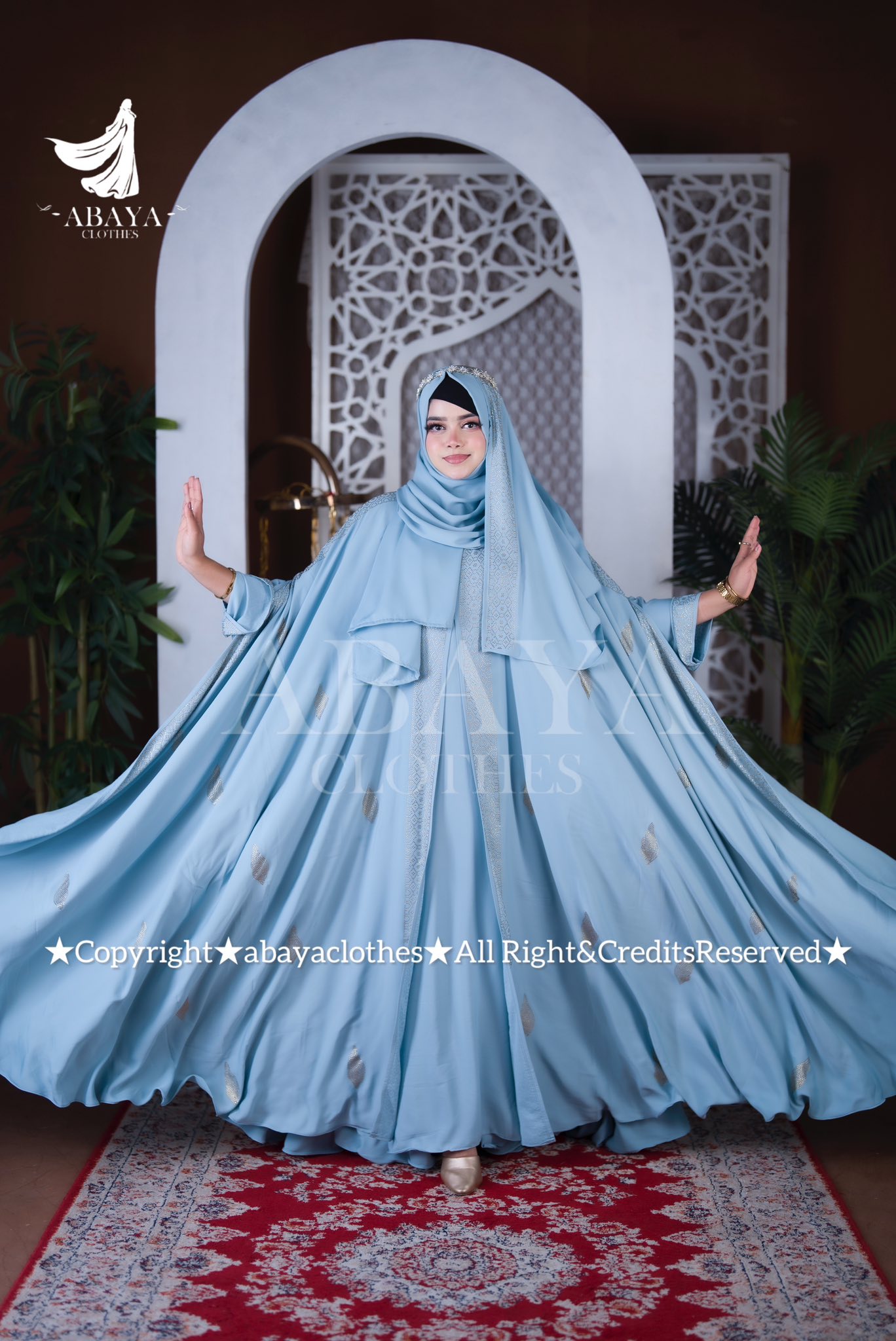 Moyuri Abaya Ston Vlue Colour