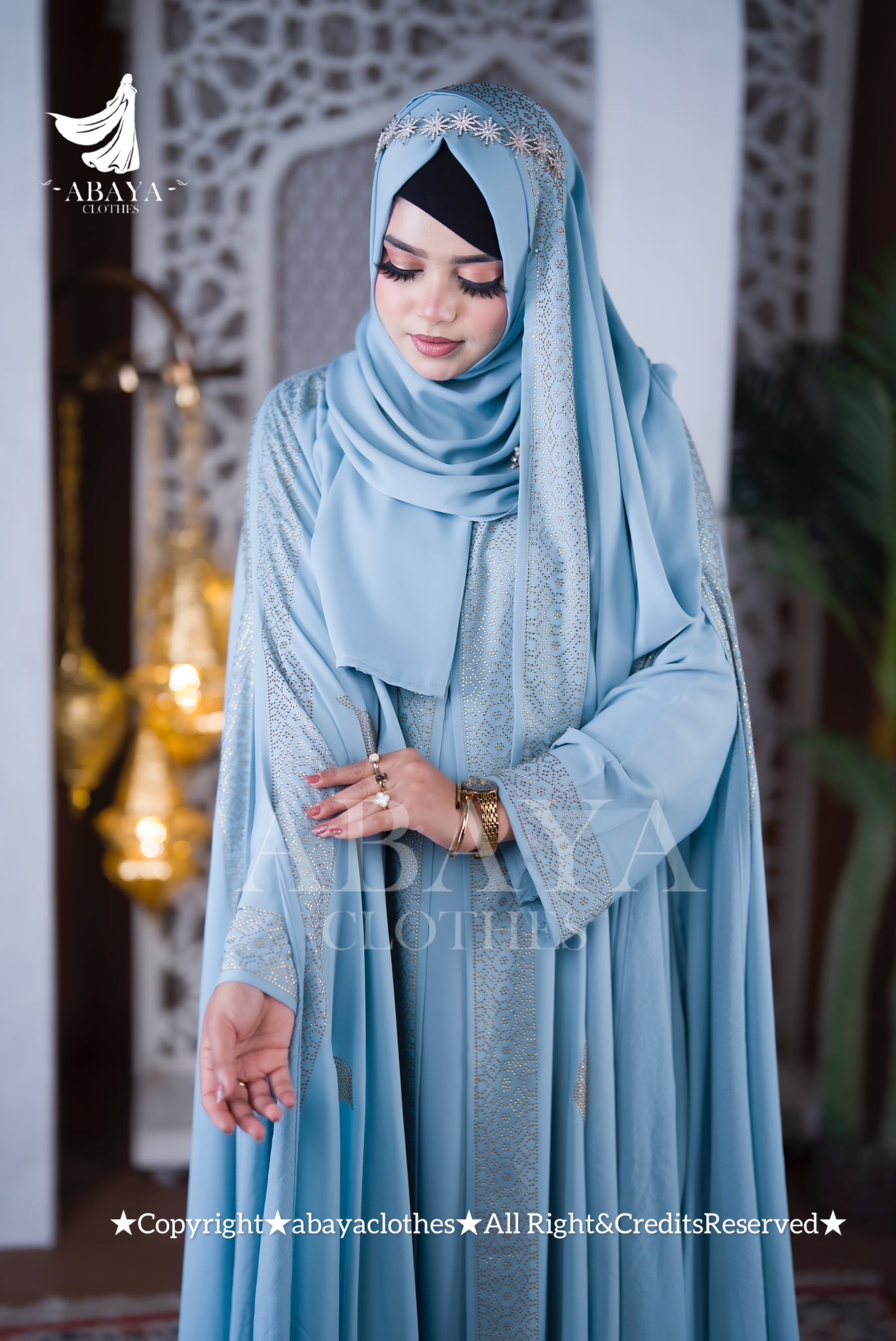 Moyuri Abaya Ston Vlue Colour - Image 3