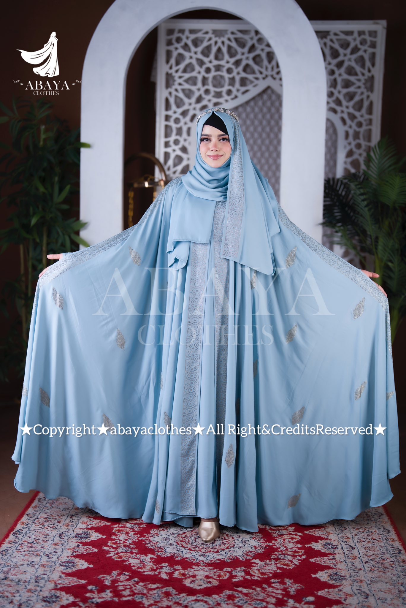 Moyuri Abaya Ston Vlue Colour - Image 2