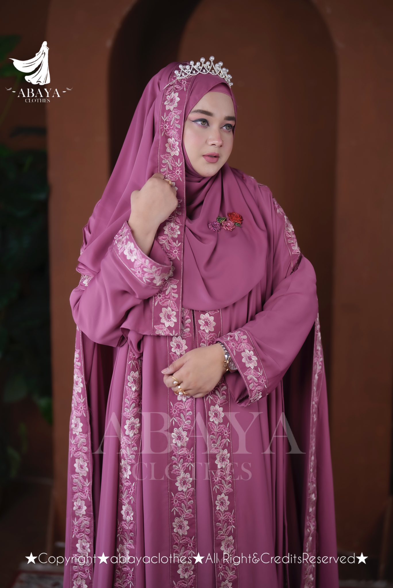 Nakshi Abaya ( Mov Pink Colour ) - Image 2