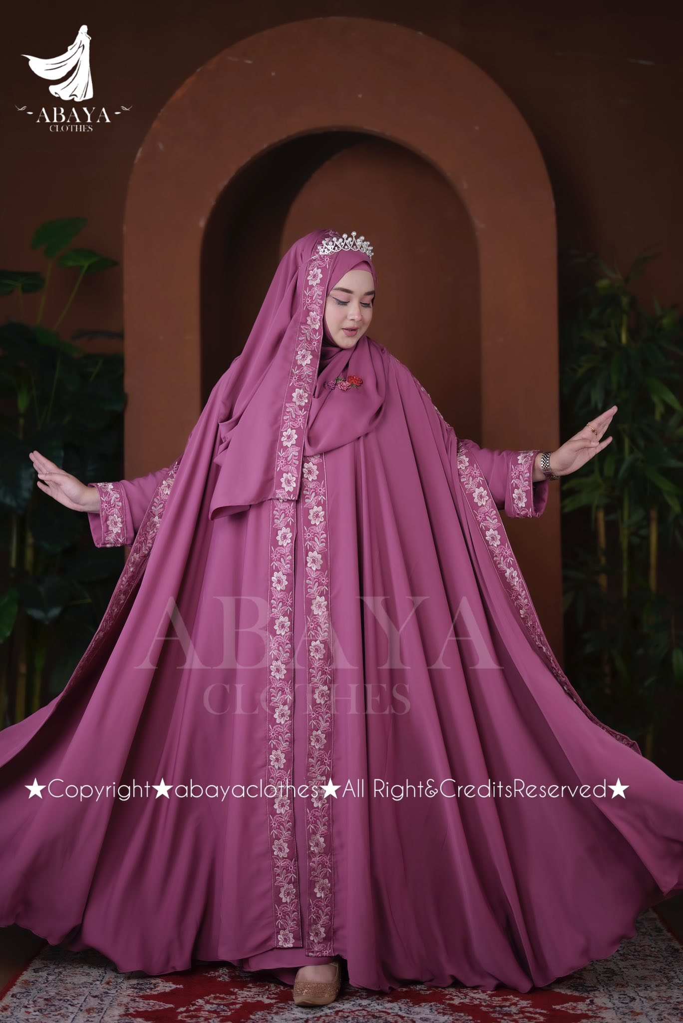 Nakshi Abaya ( Mov Pink Colour )