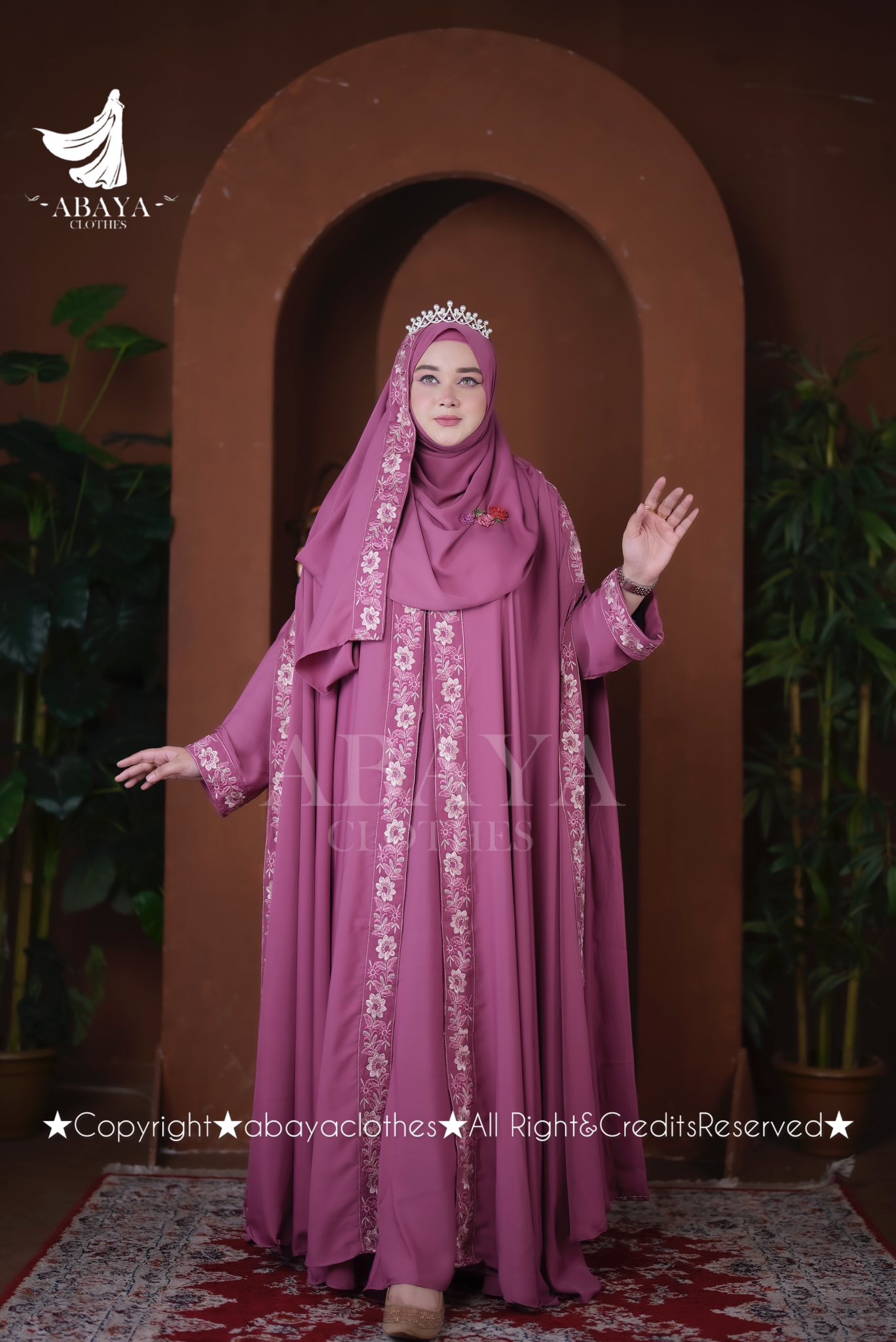 Nakshi Abaya ( Mov Pink Colour ) - Image 5