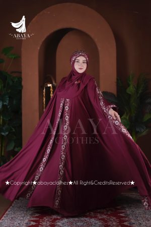 Nakshi Abaya ( Maroon Colour )
