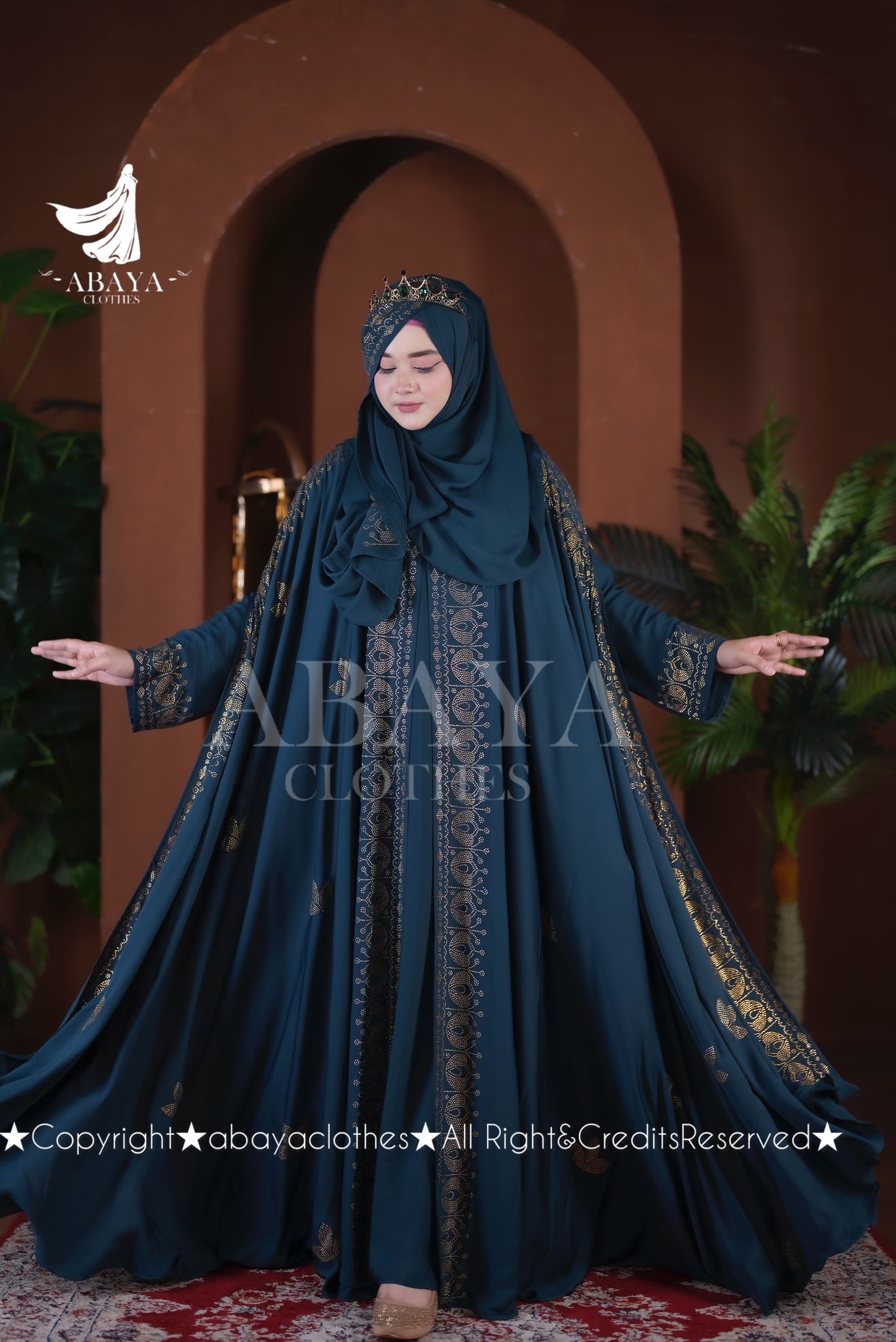 Rajkumari Abaya Deep Sea Green - Image 3