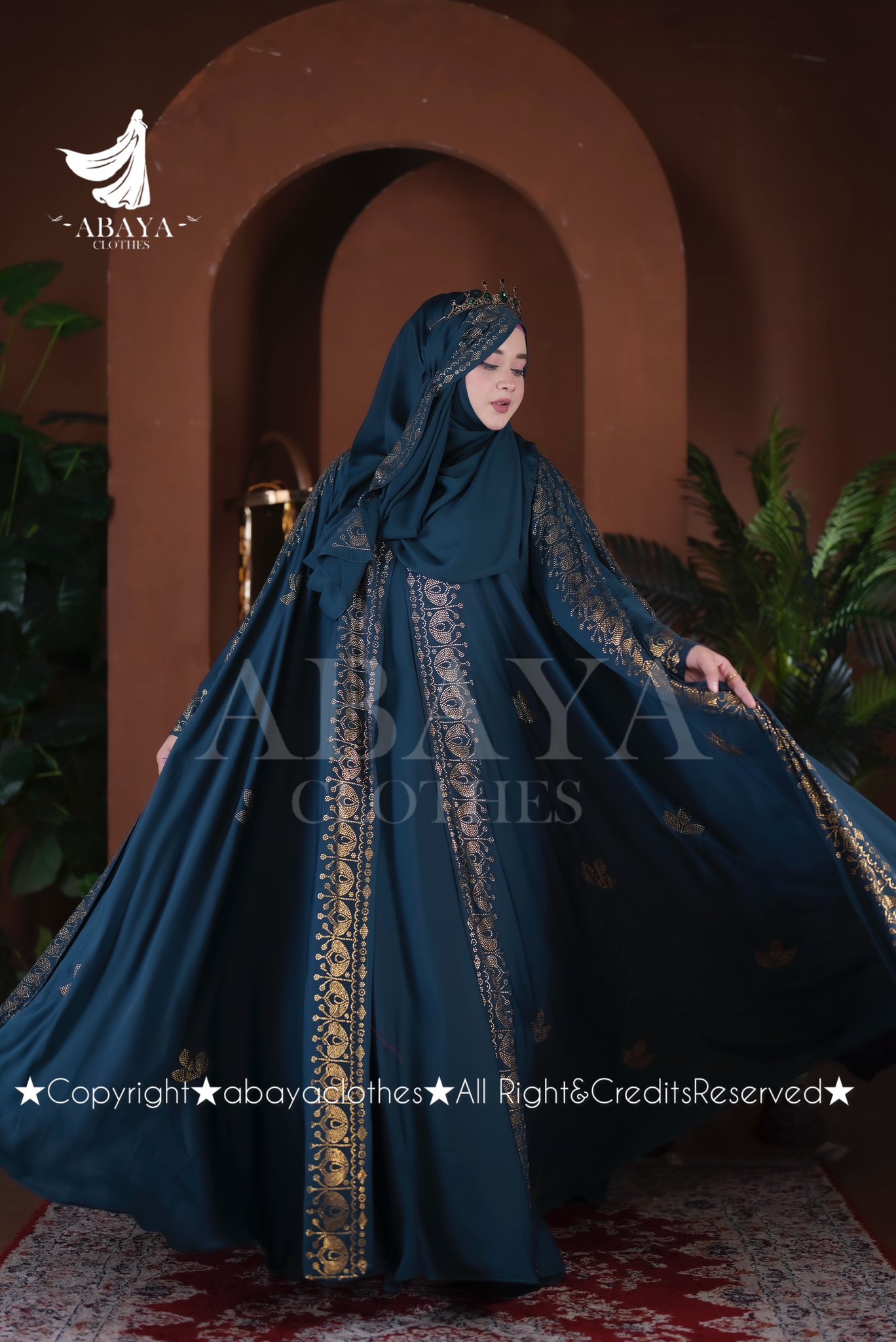 Rajkumari Abaya Deep Sea Green - Image 2