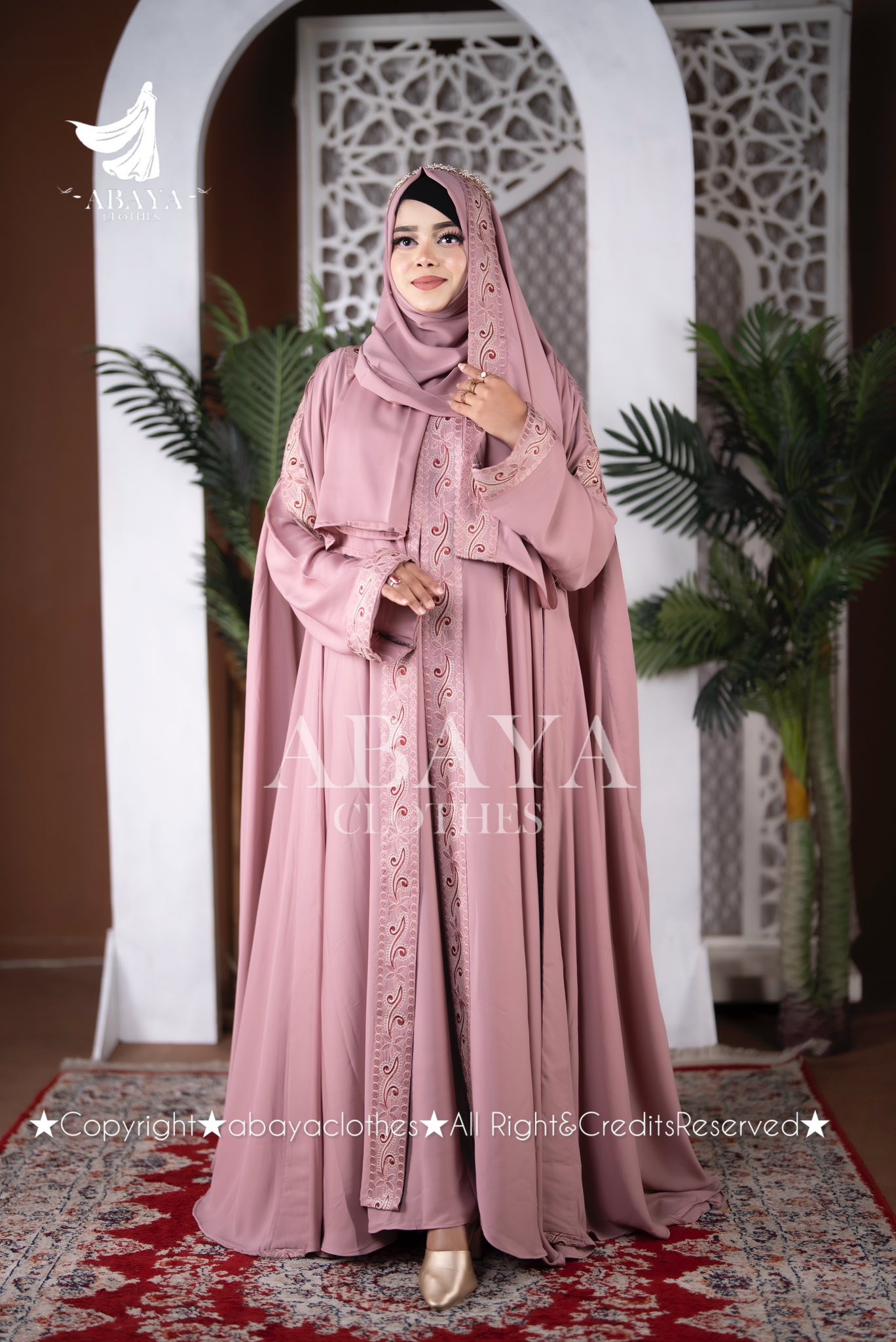 Queen Abaya Baby Pink Colour - Image 3