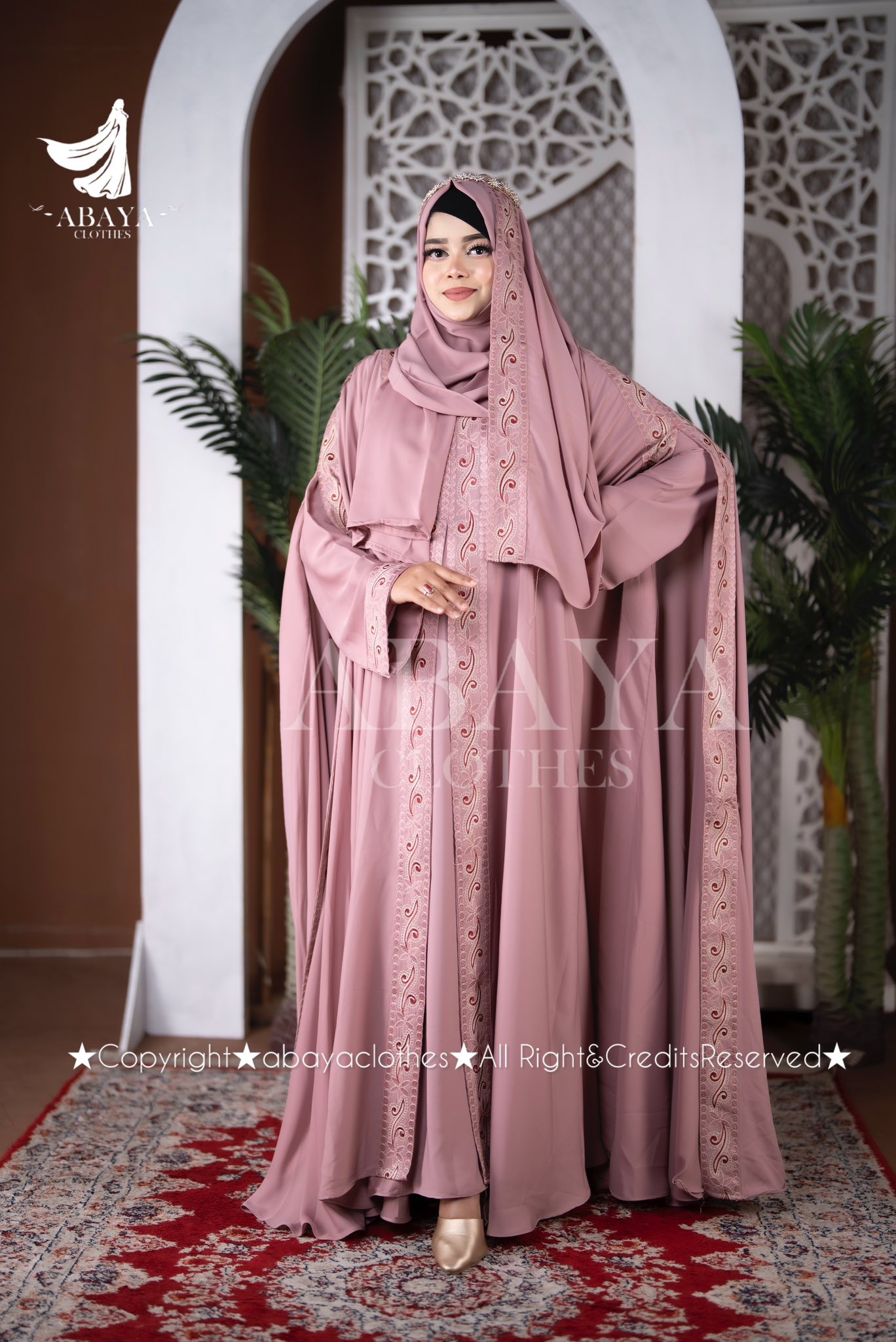 Queen Abaya Baby Pink Colour - Image 2