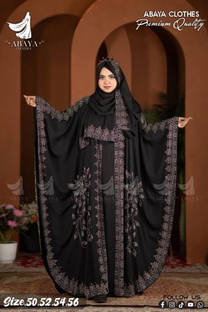Poddoza Ston abaya Black