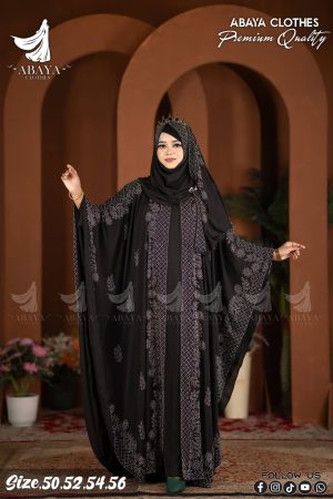 Fulkoli Ston abaya Black