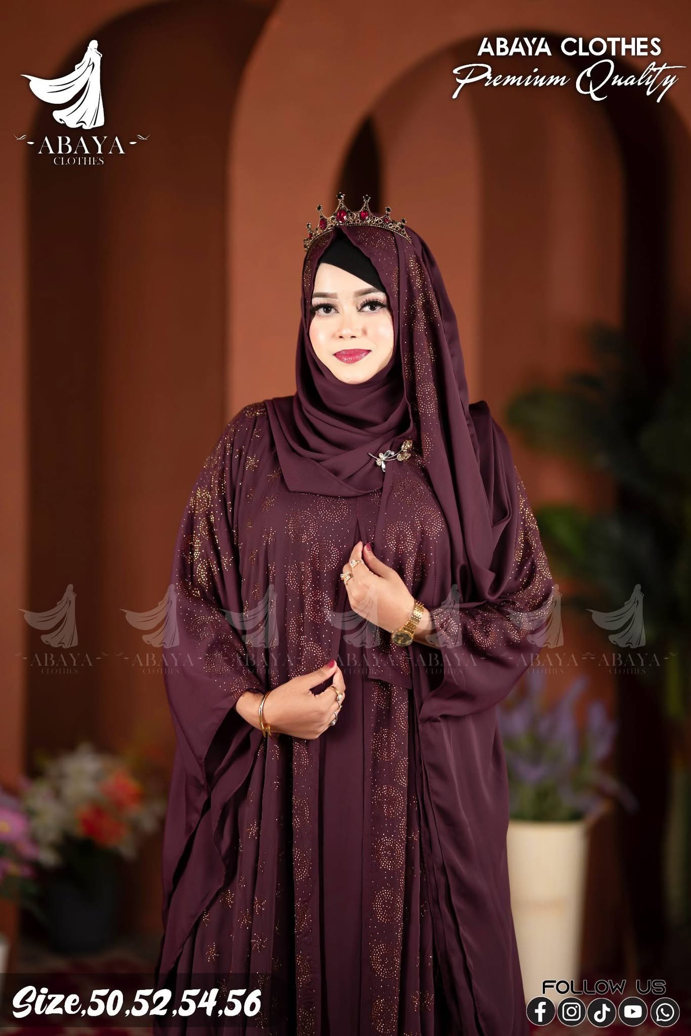 Party Ston Abaya Maroon - Image 3