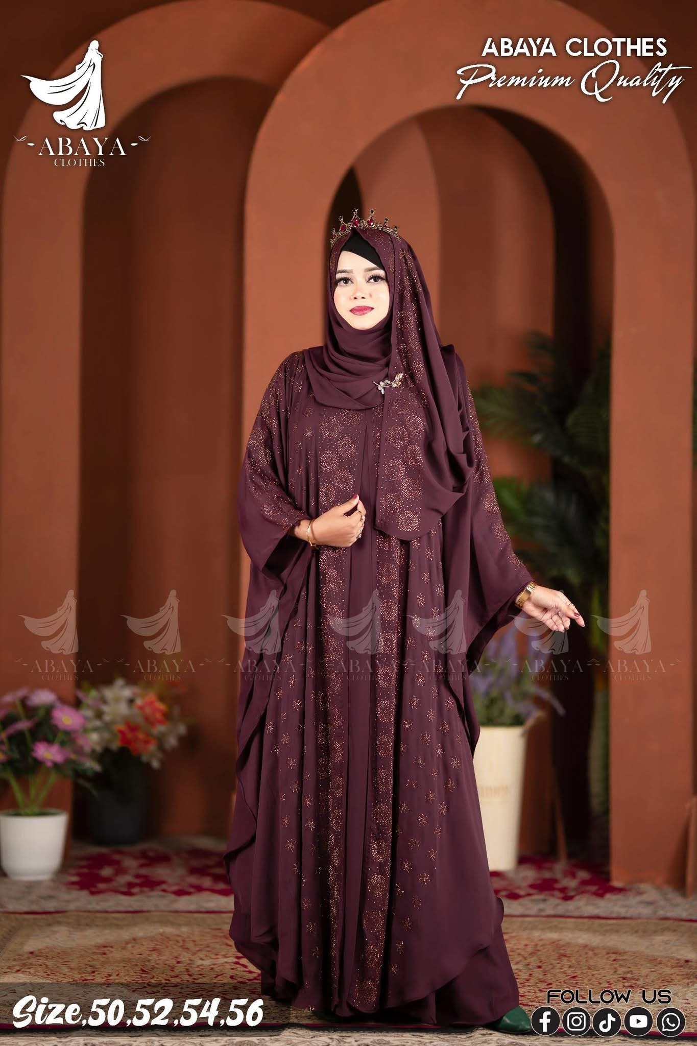 Party Ston Abaya Maroon - Image 2